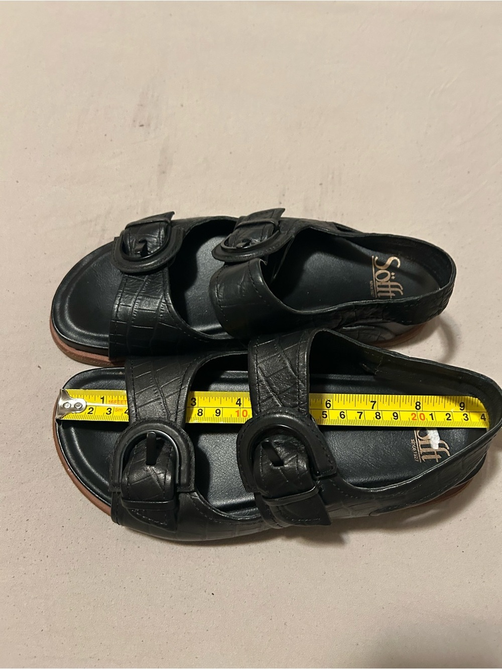 Sofft Black Croc-Embossed Double Buckle Slingback Sandals - Picture 3 of 8